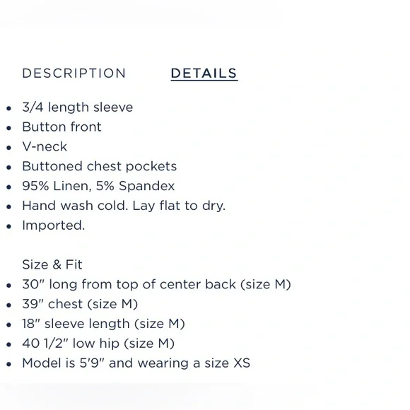 J McLaughlin Brynn Linen Button Down Top Heathered Blue 3/4 Sleeve Size XL D44 - Picture 4 of 8